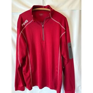 PING Size XLarge Mens 1/2 Zip‎ Oxblood Performance Windshirt Jacket Wicking Red